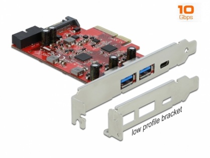 PCI Express cu 1 x USB-C + 2 x USB-A externe + USB 3.0 Pin Header, Delock 90492